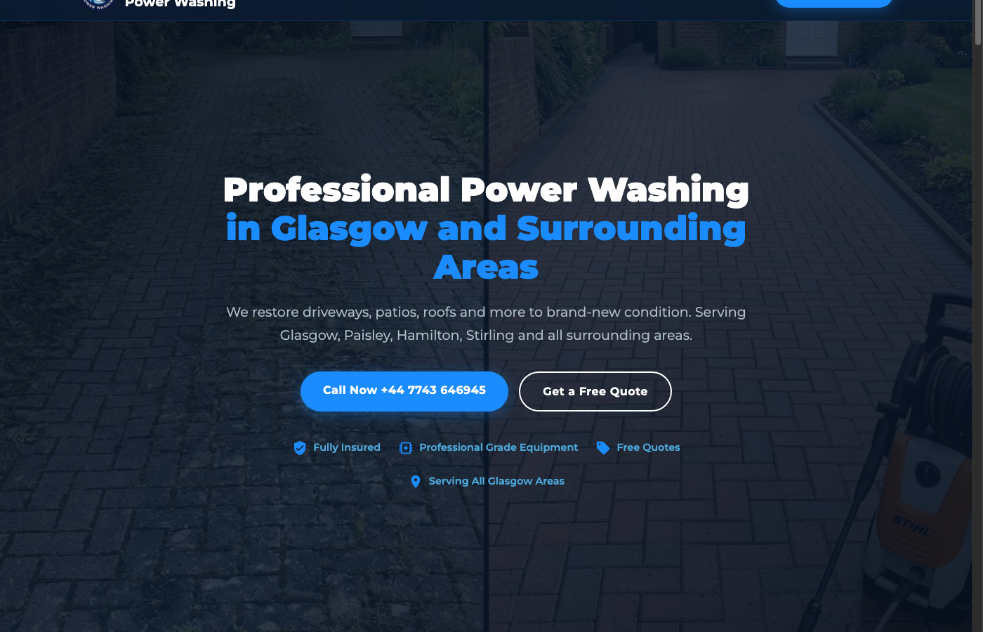 Premium Power Washing website homepage
