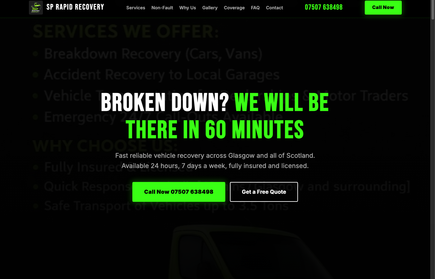 SP Rapid Recovery website homepage